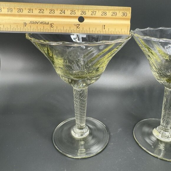 Vintage Venetian Barware Glasses Clear Optic Italian Glass Martini Cups Set2 - Picture 3 of 12